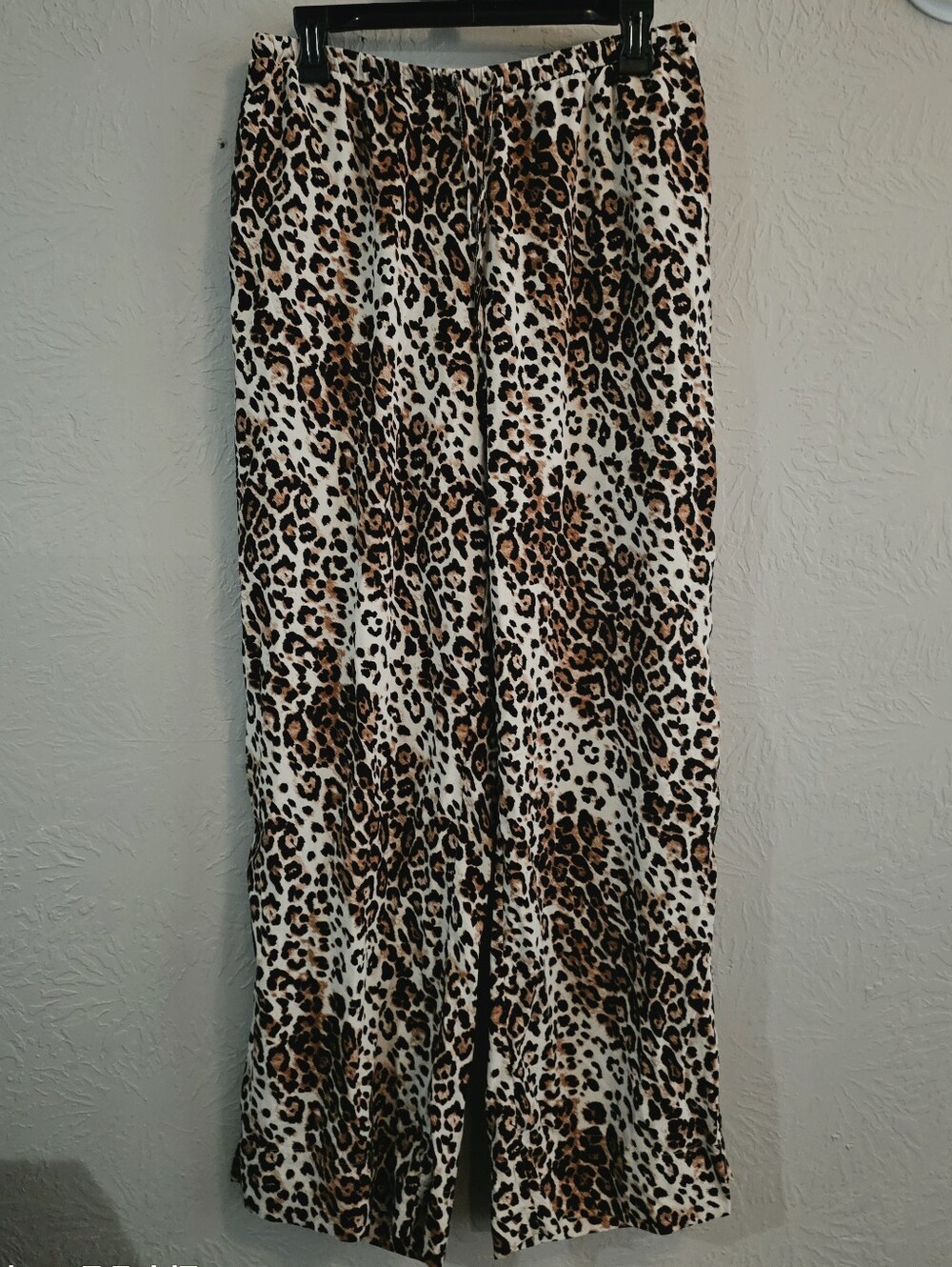 Cato Leopard Flowy Drawstring Pants M